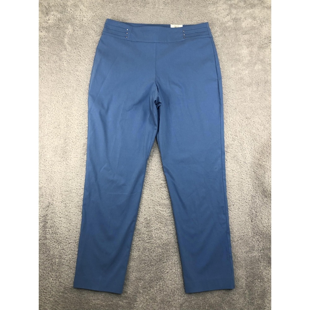 JM Collection Pants Womens L (35x30.5) Blue NWT Rivet Slim Leg Pull On *Flaw